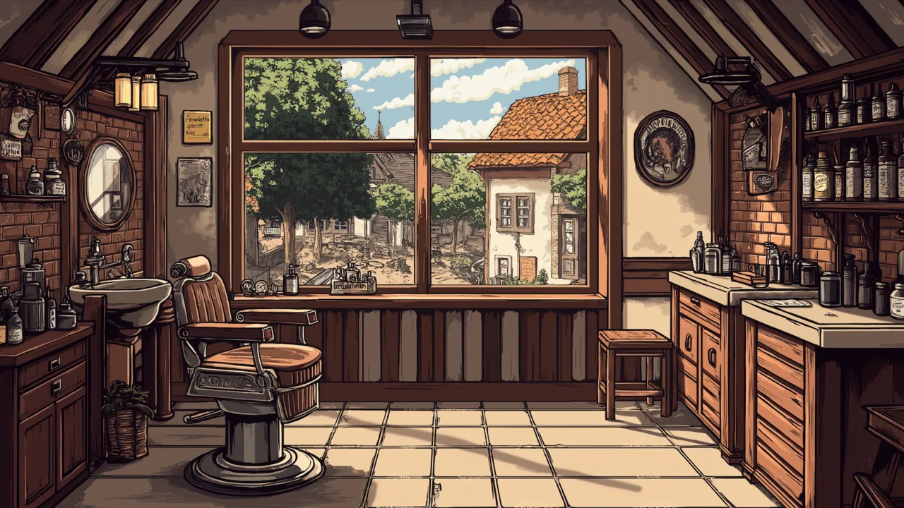 ichteebeuteldas in 80s comic book stlye The interior of a cozy 77159770 b6be 482c a59c e683504b3c9b