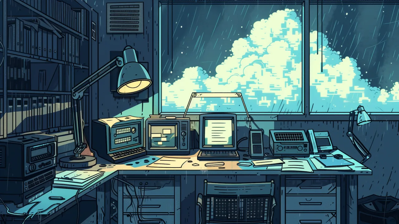 ichteebeuteldas in 80s comic book style a small business office ac80a44c e482 4cef a8e2 a8b5e41d1752